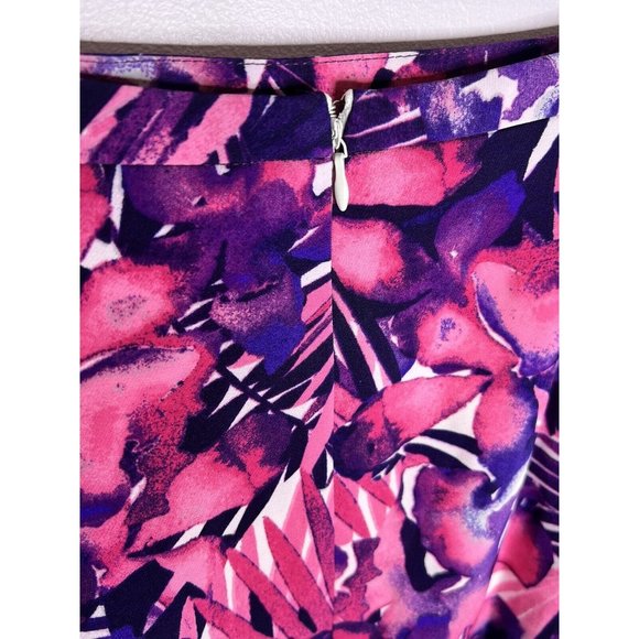 Hal Rubenstein 16W satin slip Pink Purple Floral Tropical Hawaiian Lined Skirt - Picture 6 of 10